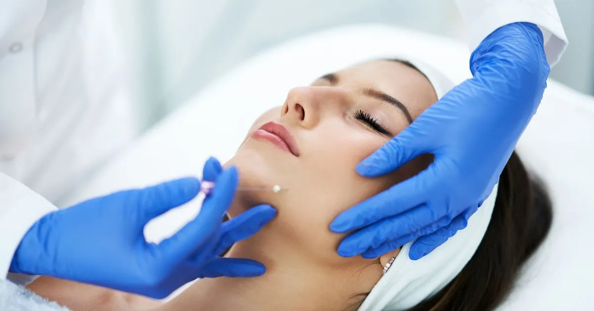 women receiving PDO thread lift procedure on cheek in Long Beach, CA